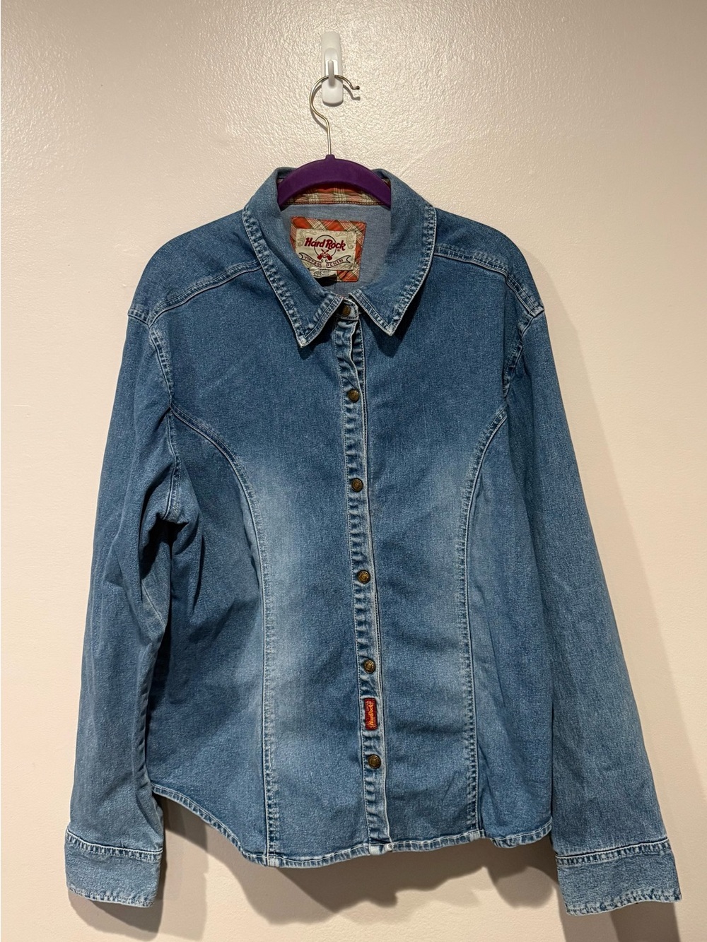 Vintage Hard Rock Cafe Denim Button-Up Shirt - Blue
